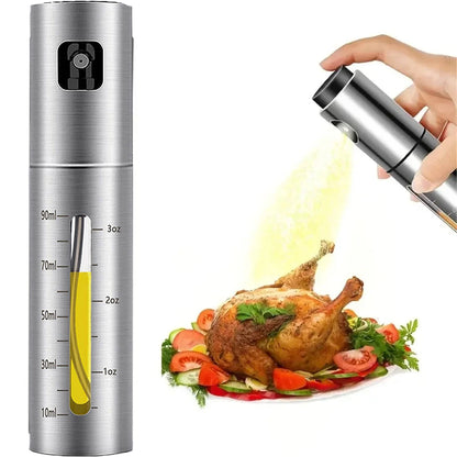 Olive Oil Bottle Household Kitchen Supplies Artifact Stainless Steel Oil Injection Bottle Spice Bottle Spray Press Type Barbecue Oil Bottle Kitchen Gadgets