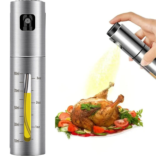 Olive Oil Bottle Household Kitchen Supplies Artifact Stainless Steel Oil Injection Bottle Spice Bottle Spray Press Type Barbecue Oil Bottle Kitchen Gadgets