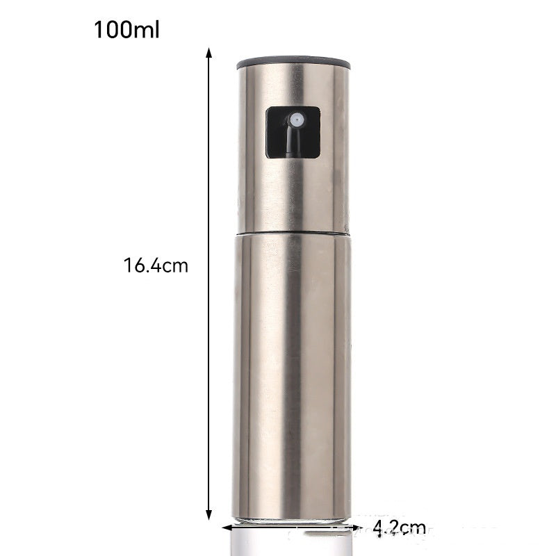 Olive Oil Bottle Household Kitchen Supplies Artifact Stainless Steel Oil Injection Bottle Spice Bottle Spray Press Type Barbecue Oil Bottle Kitchen Gadgets