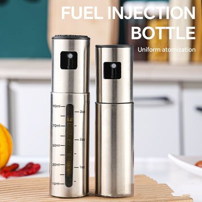 Olive Oil Bottle Household Kitchen Supplies Artifact Stainless Steel Oil Injection Bottle Spice Bottle Spray Press Type Barbecue Oil Bottle Kitchen Gadgets